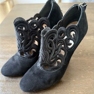 Emporio Armani Black Ankle Boots with Intricate Cutouts